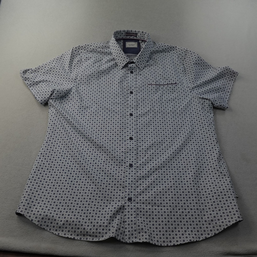 7 Diamonds Another Dimension Shirt Men 2XL White Blue 4 Way Stretch Short Sleeve